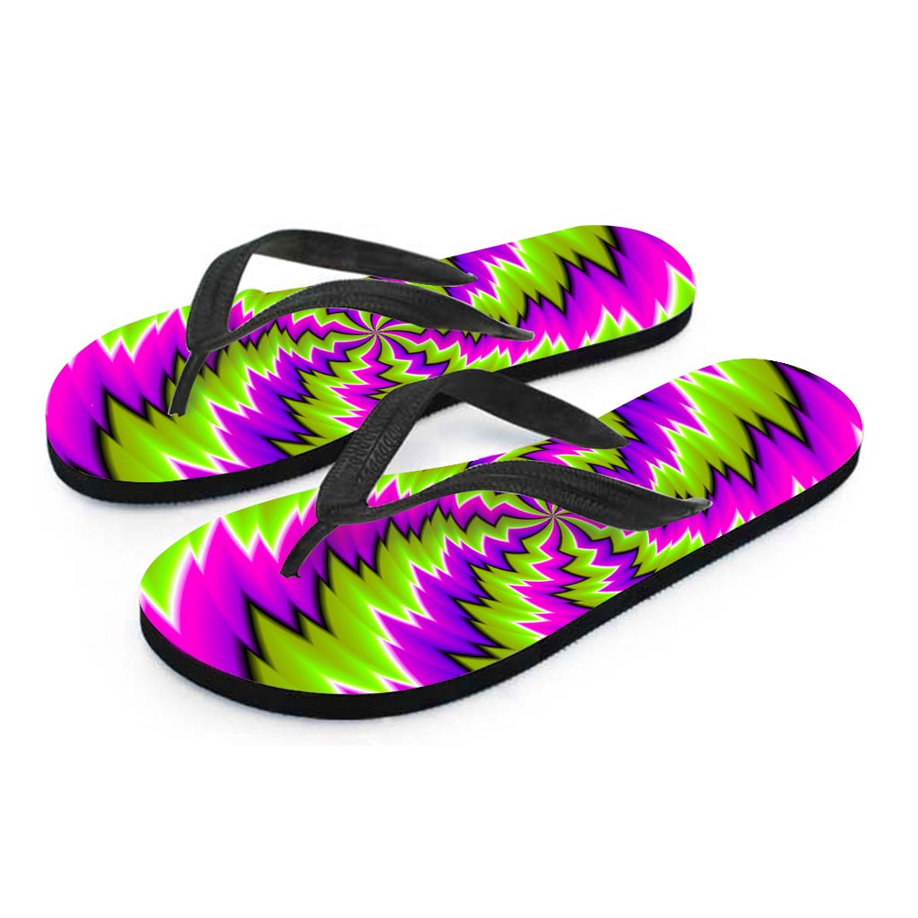 Green Vortex Moving Optical Illusion Flip Flops