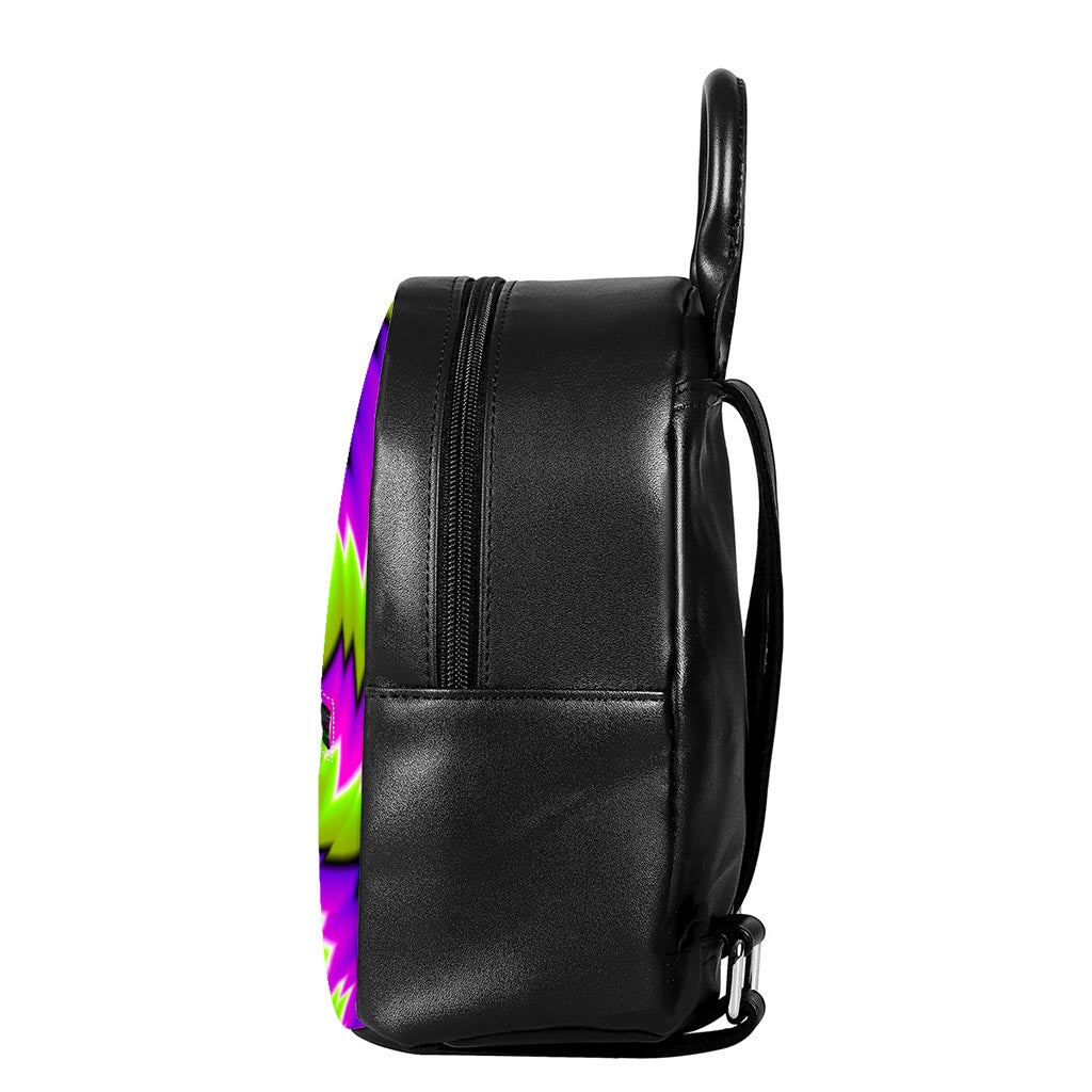 Green Vortex Moving Optical Illusion Leather Backpack