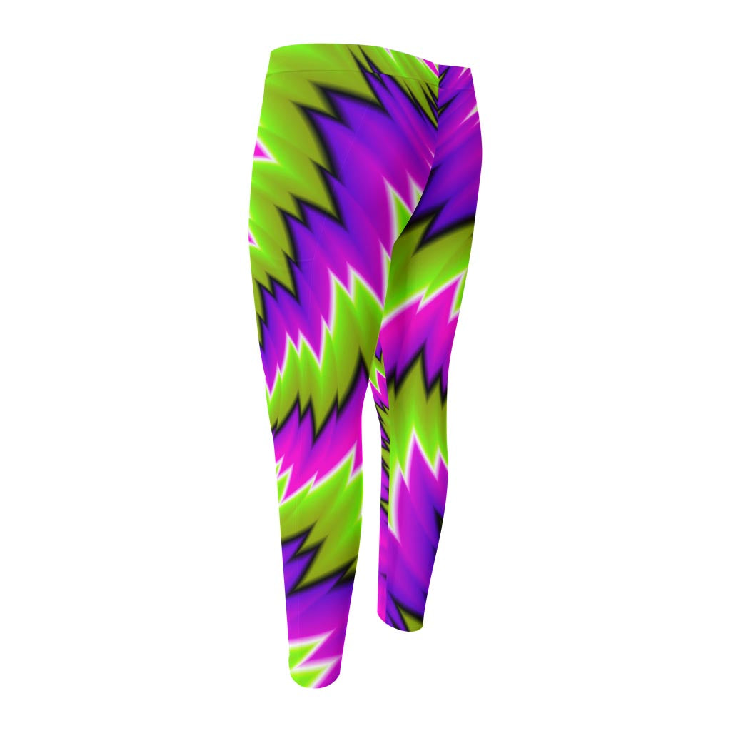 Green Vortex Moving Optical Illusion Men's Compression Pants