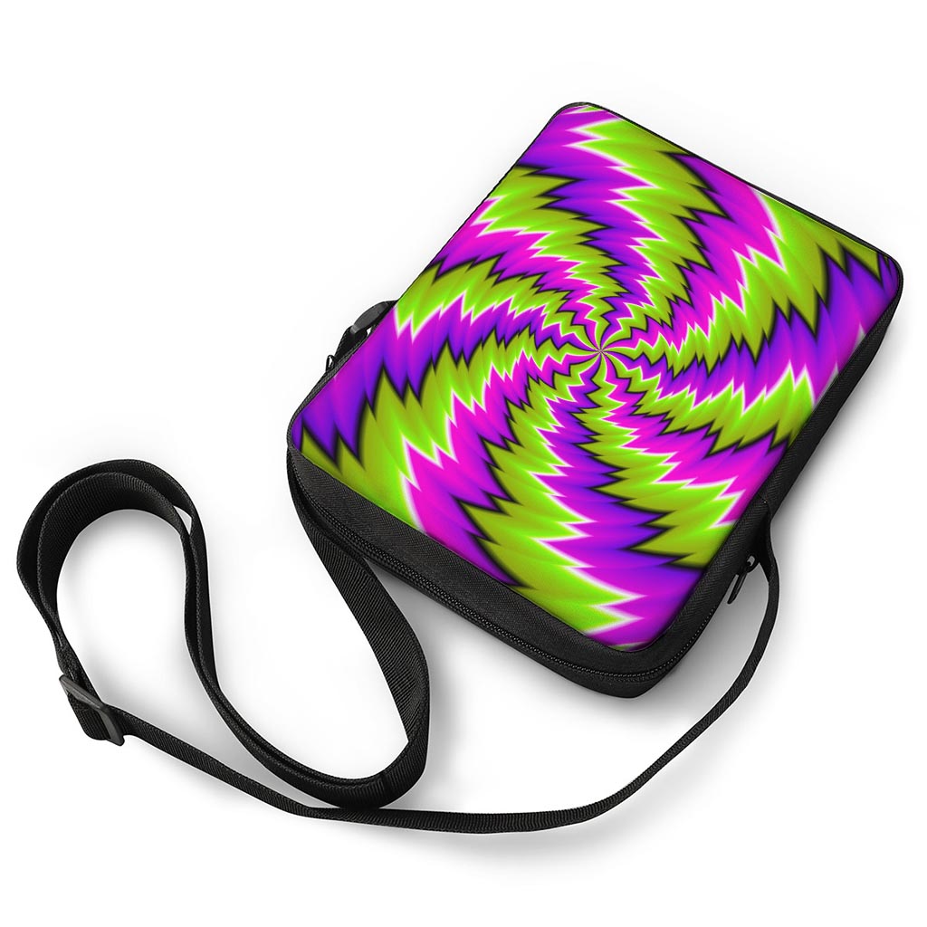 Green Vortex Moving Optical Illusion Rectangular Crossbody Bag