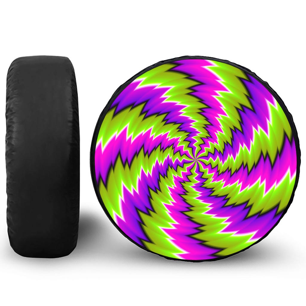 Green Vortex Moving Optical Illusion Tire Cover