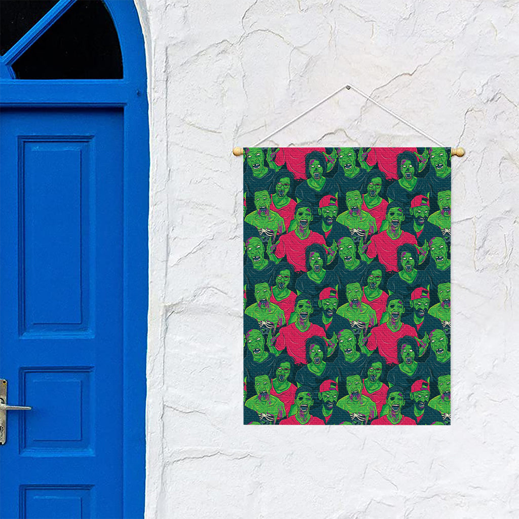 Green Walking Zombie Print Garden Flag