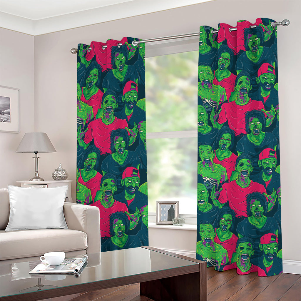 Green Walking Zombie Print Grommet Curtains
