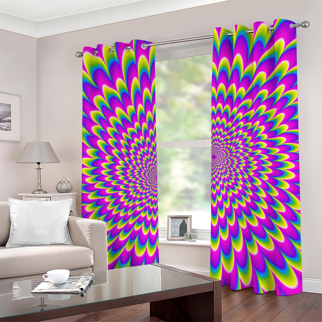 Green Wave Moving Optical Illusion Grommet Curtains