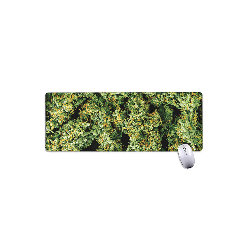 Green Weed Print Extended Mouse Pad
