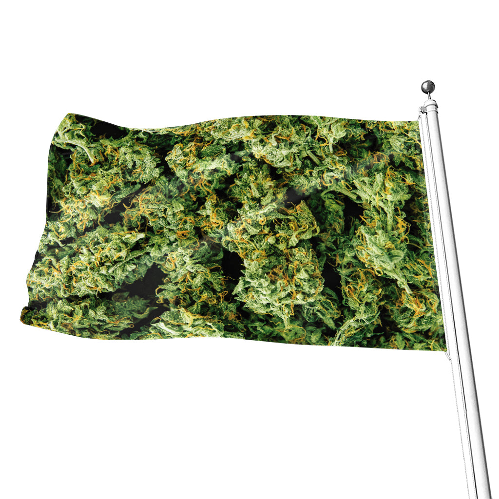 Green Weed Print Flag