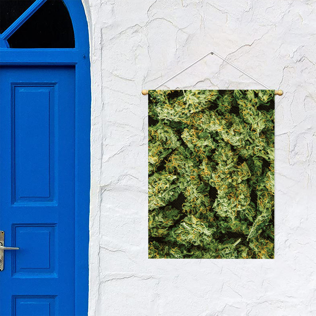 Green Weed Print Garden Flag