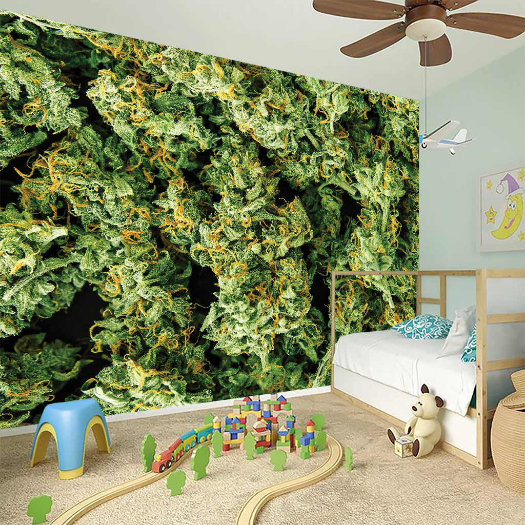 Green Weed Print Wall Sticker