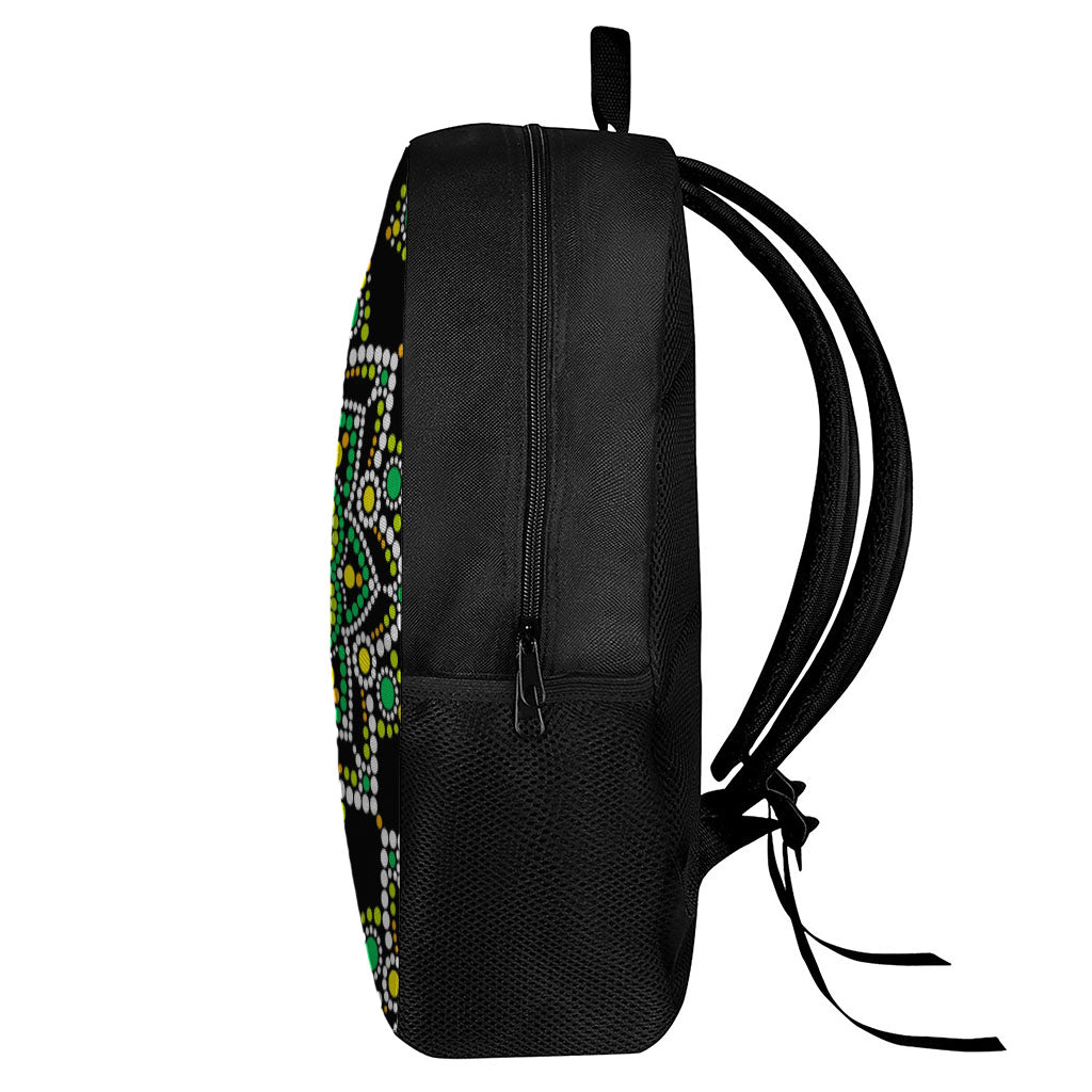 Green White Dot Mandala Print 17 Inch Backpack