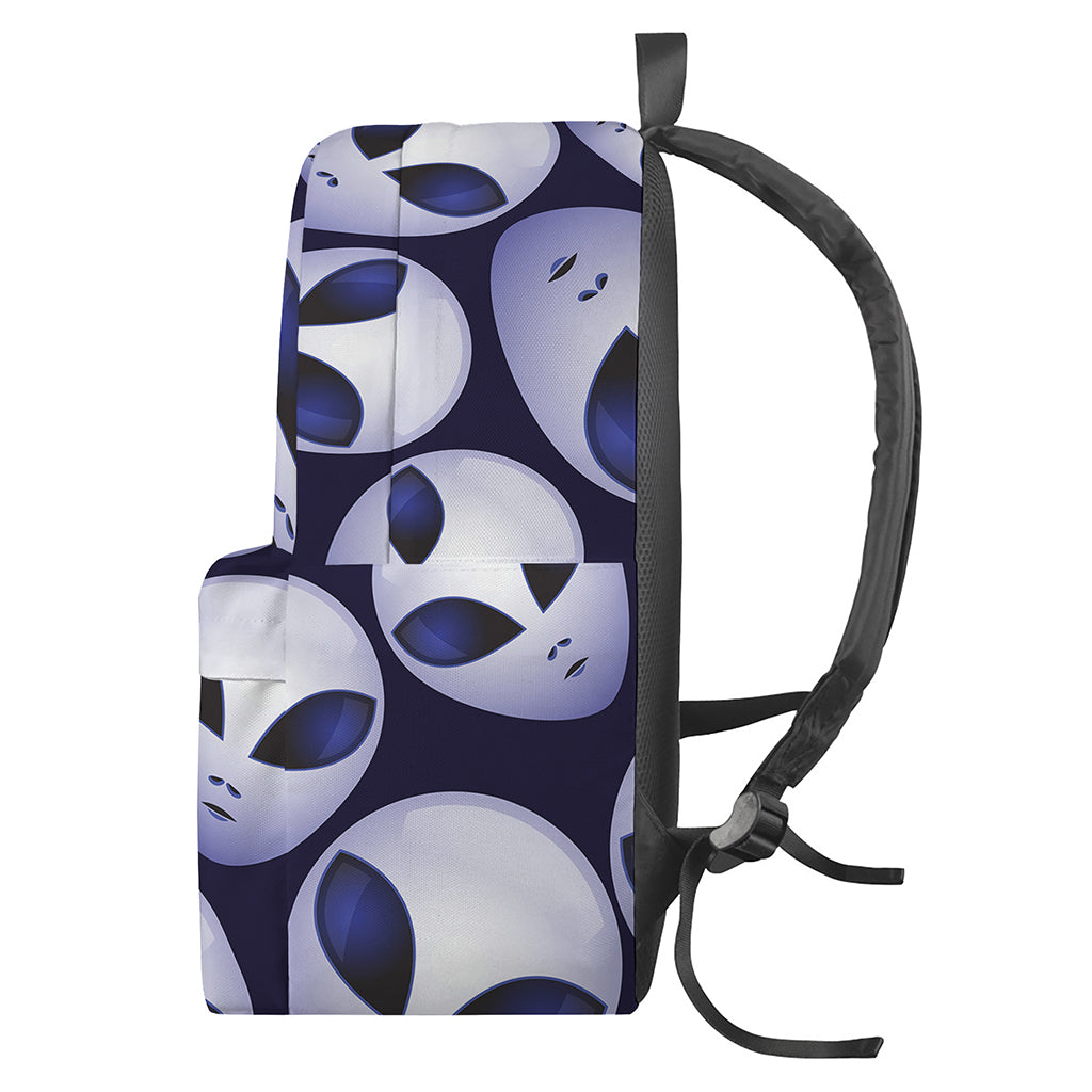 Grey Alien Face Pattern Print Backpack