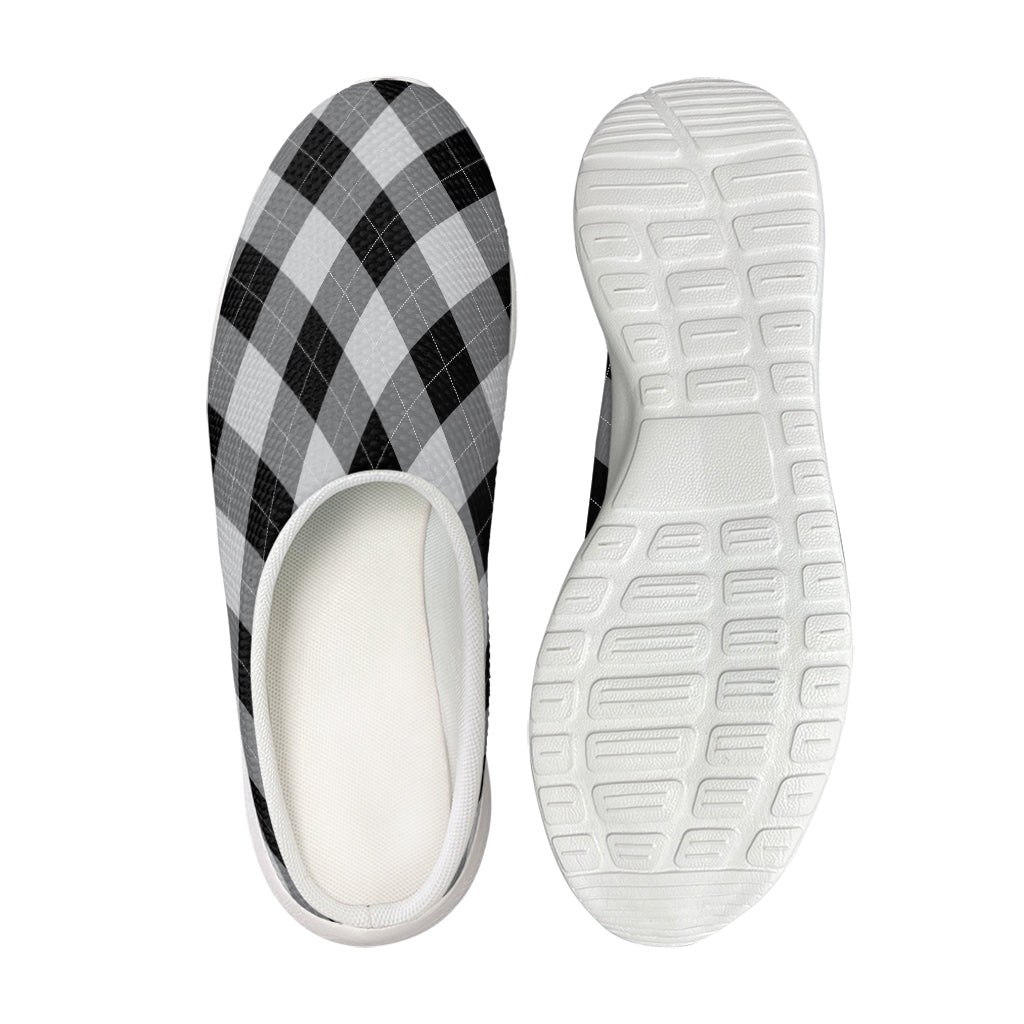 Grey And Black Argyle Pattern Print Mesh Casual Shoes