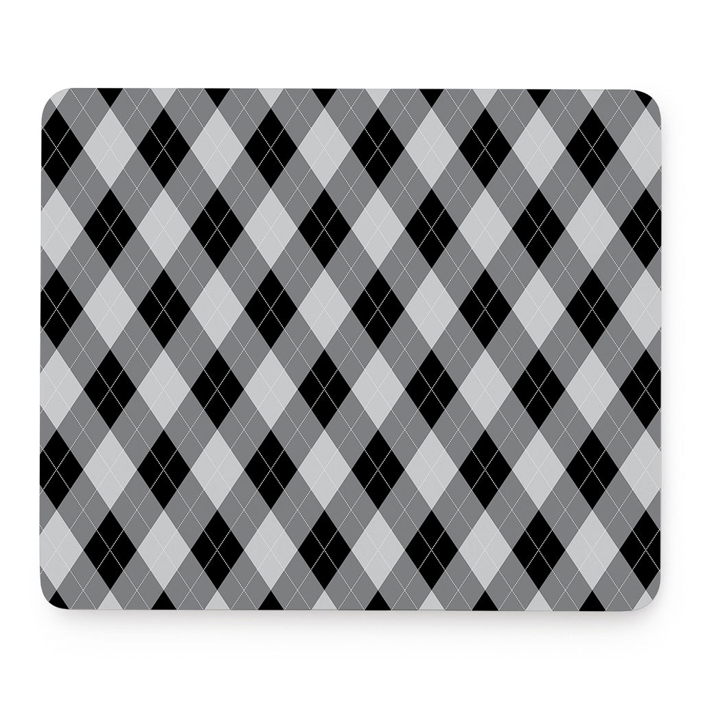 Grey And Black Argyle Pattern Print Mouse Pad