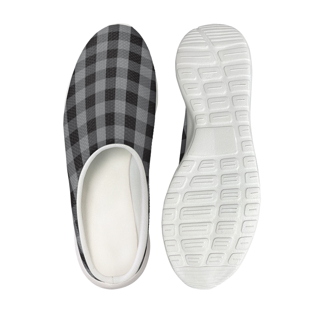 Grey And Black Check Pattern Print Mesh Casual Shoes