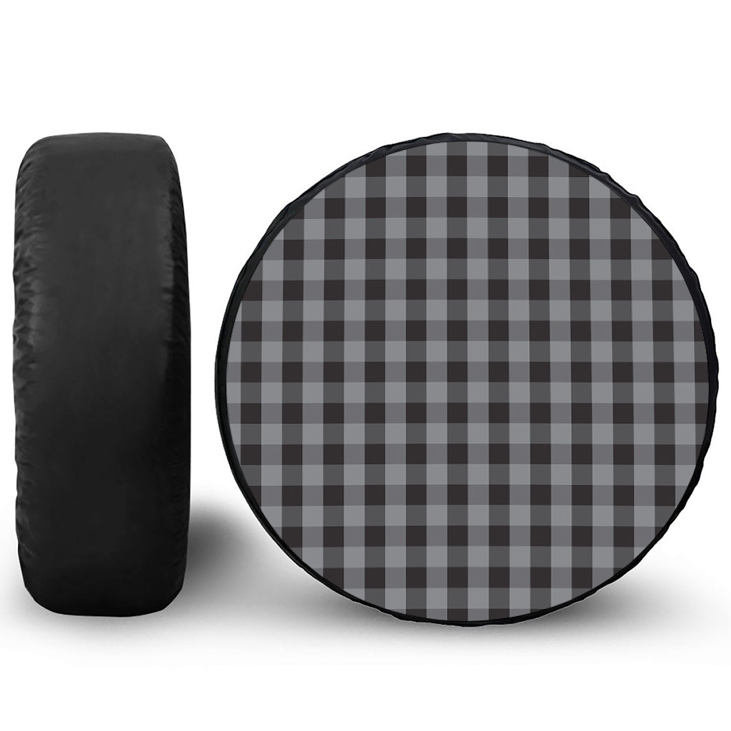 Grey And Black Check Pattern Print Tire Cover