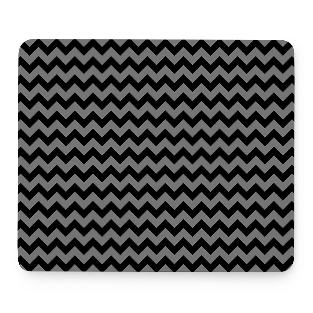 Grey And Black Chevron Pattern Print Mouse Pad