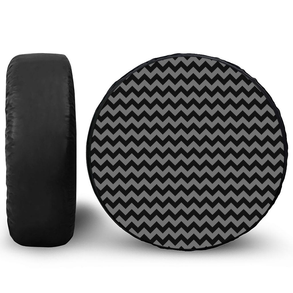 Grey And Black Chevron Pattern Print Tire Cover