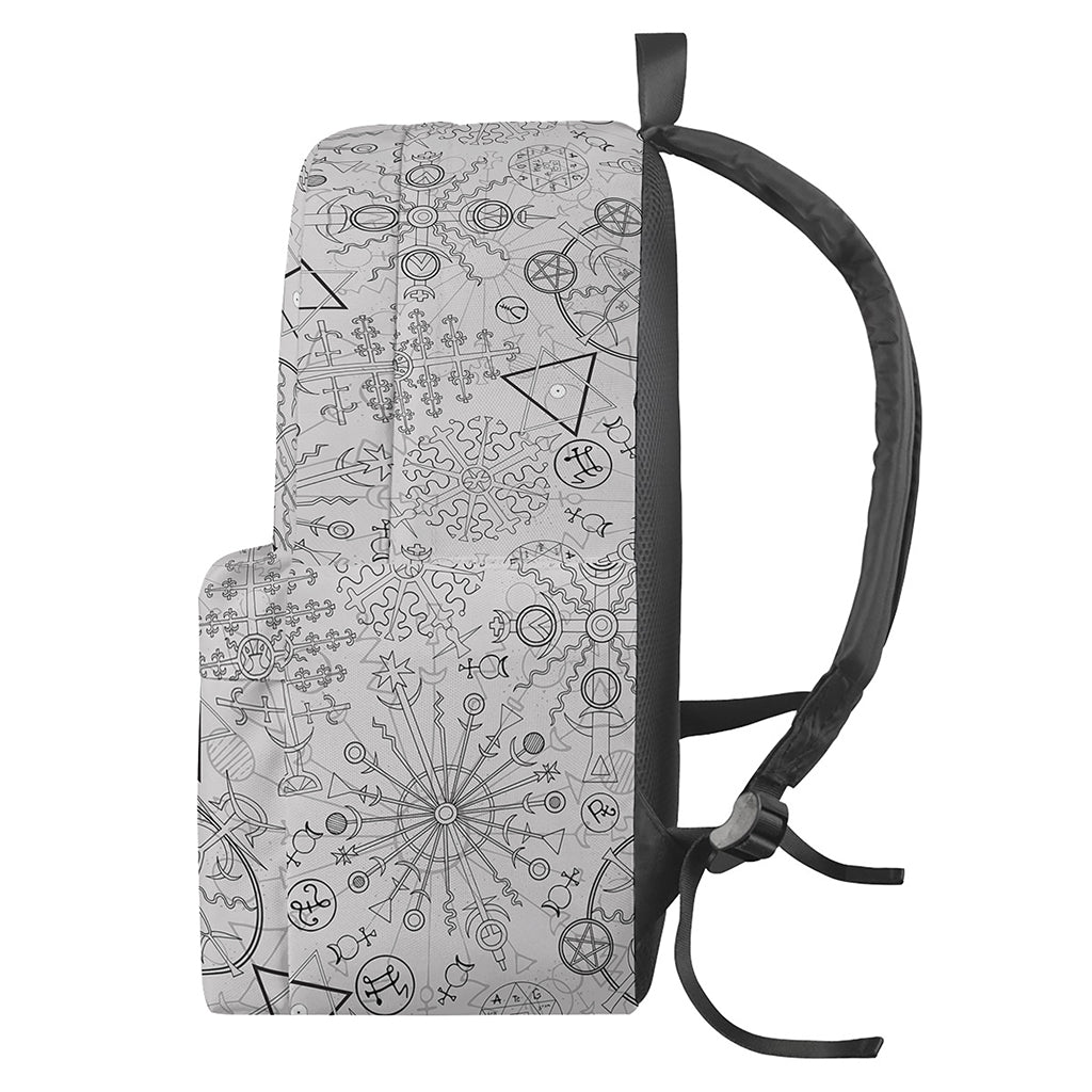 Grey And Black Mystical Wiccan Print Backpack