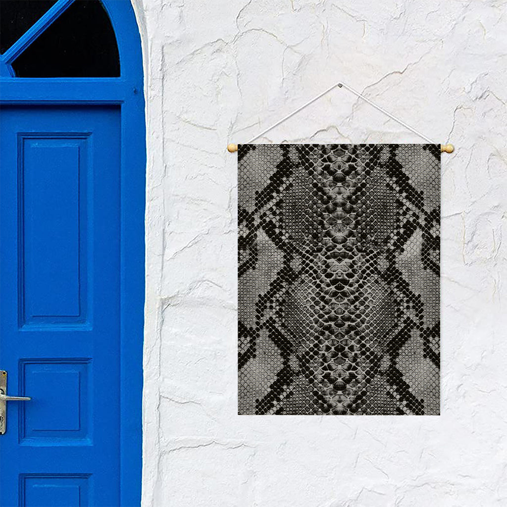 Grey And Black Snakeskin Print Garden Flag