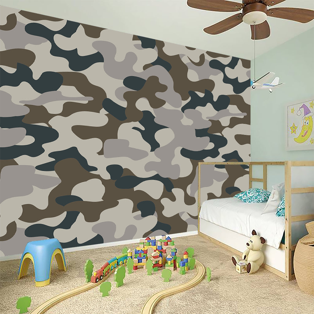 Grey And Brown Camouflage Print Wall Sticker
