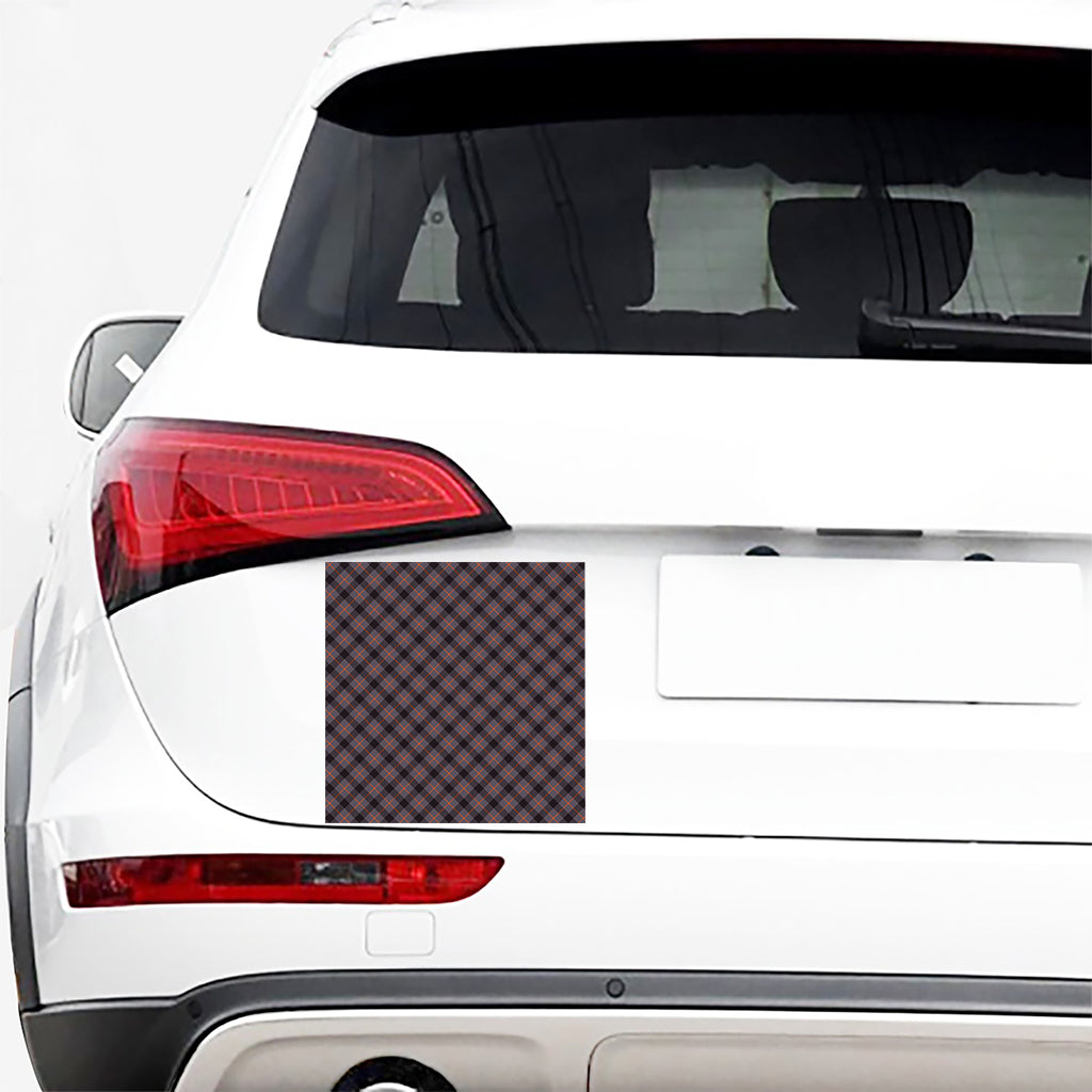 Grey And Orange Plaid Pattern Print Car Sticker