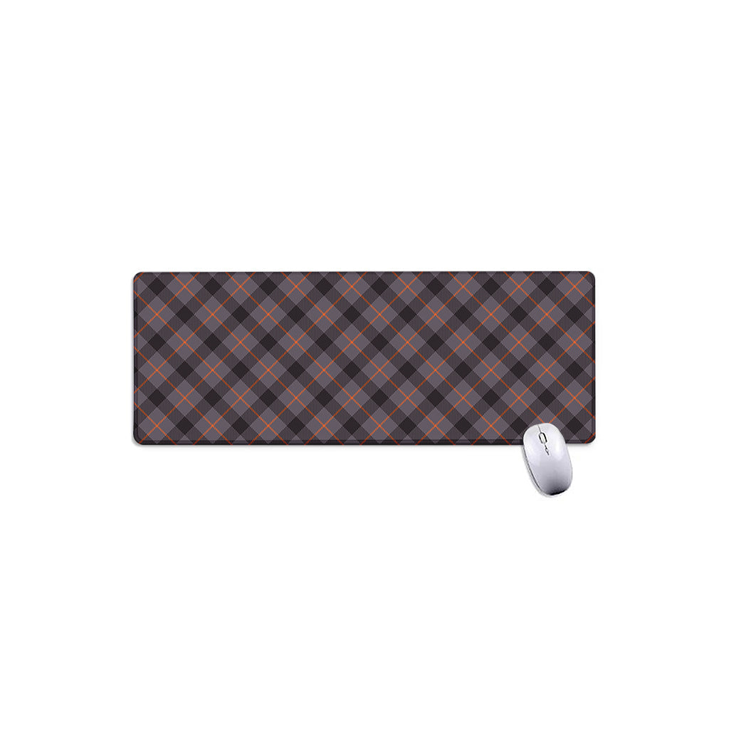 Grey And Orange Plaid Pattern Print Extended Mouse Pad
