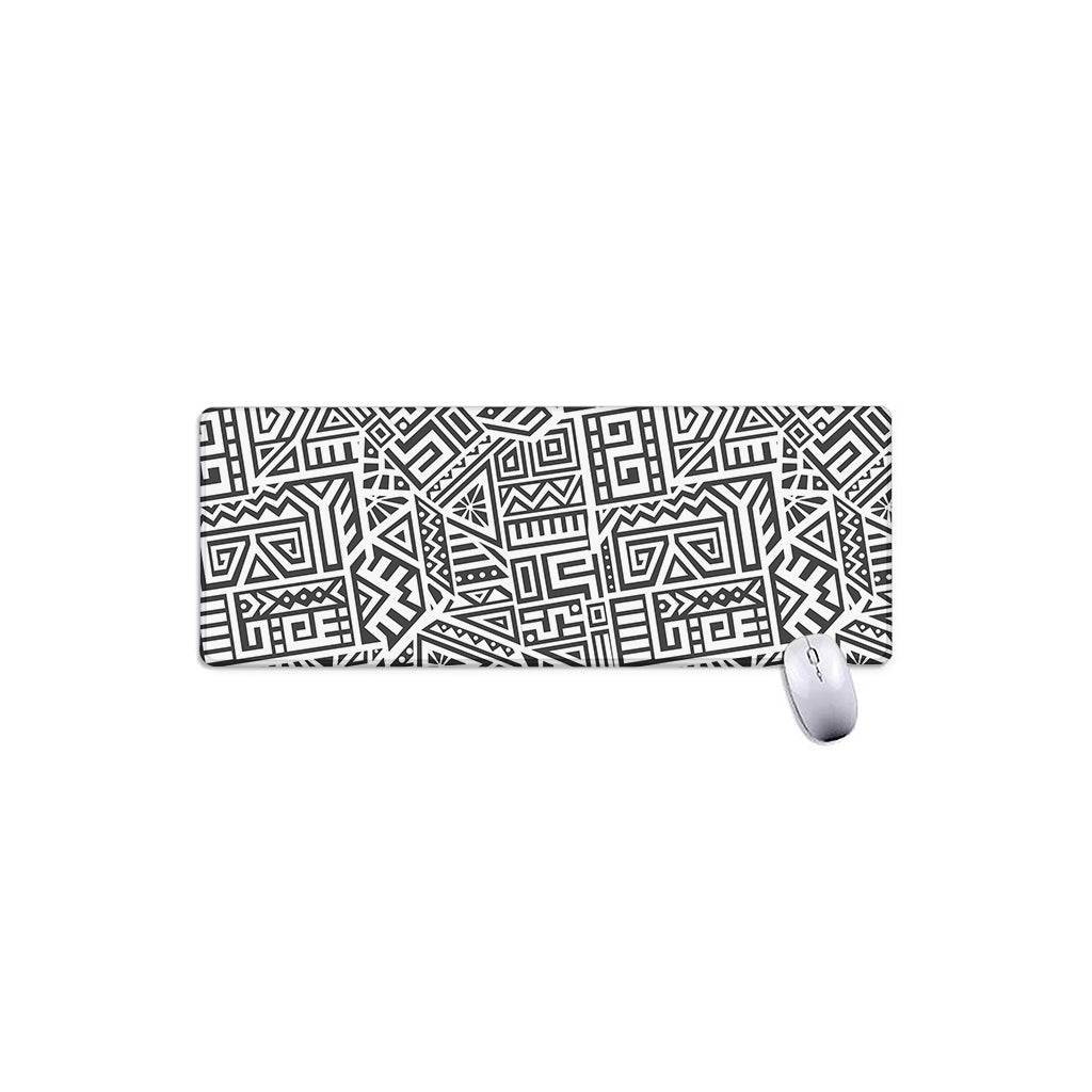 Grey And White Aztec Pattern Print Extended Mouse Pad