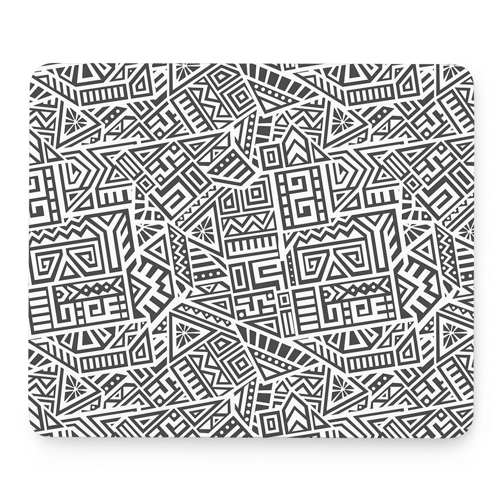 Grey And White Aztec Pattern Print Mouse Pad