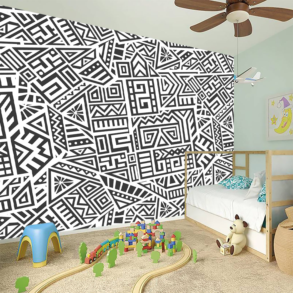 Grey And White Aztec Pattern Print Wall Sticker