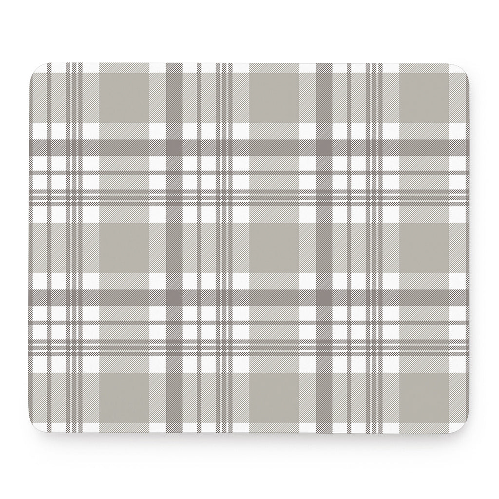 Grey And White Border Tartan Print Mouse Pad
