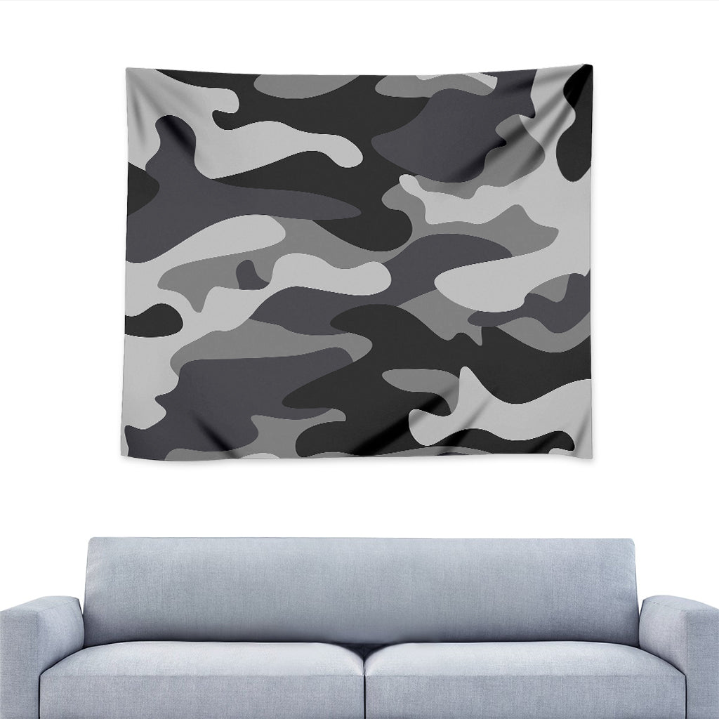 Grey And White Camouflage Print Tapestry