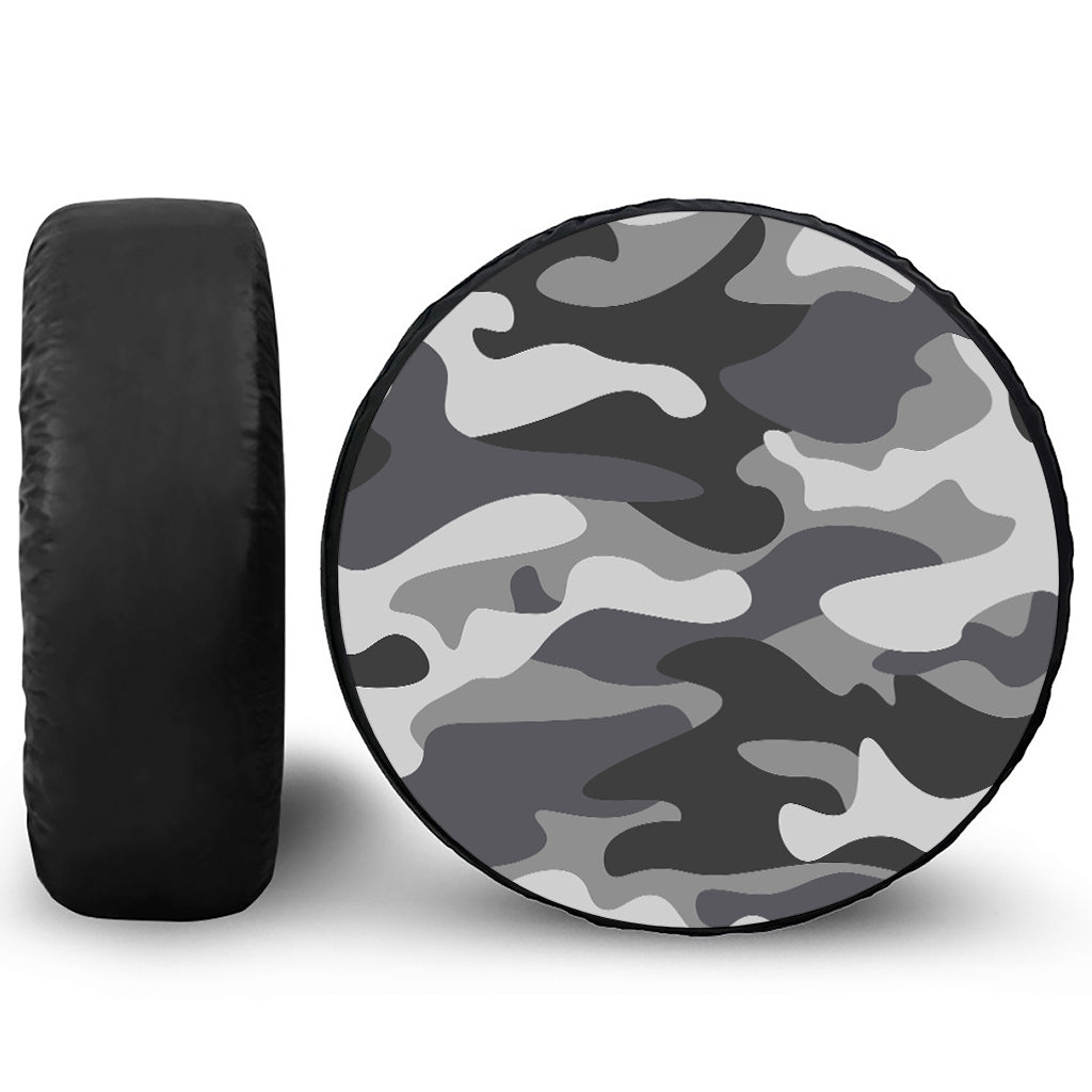 Grey And White Camouflage Print Tire Cover
