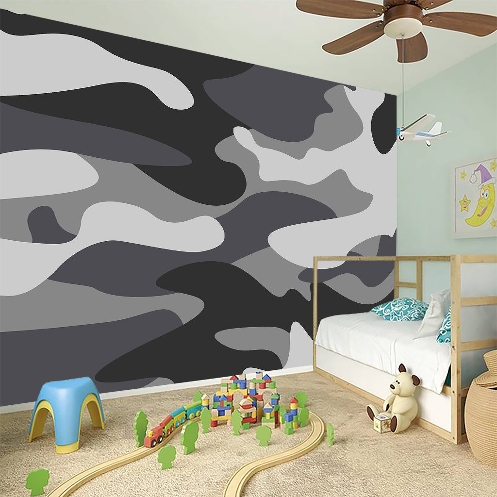 Grey And White Camouflage Print Wall Sticker