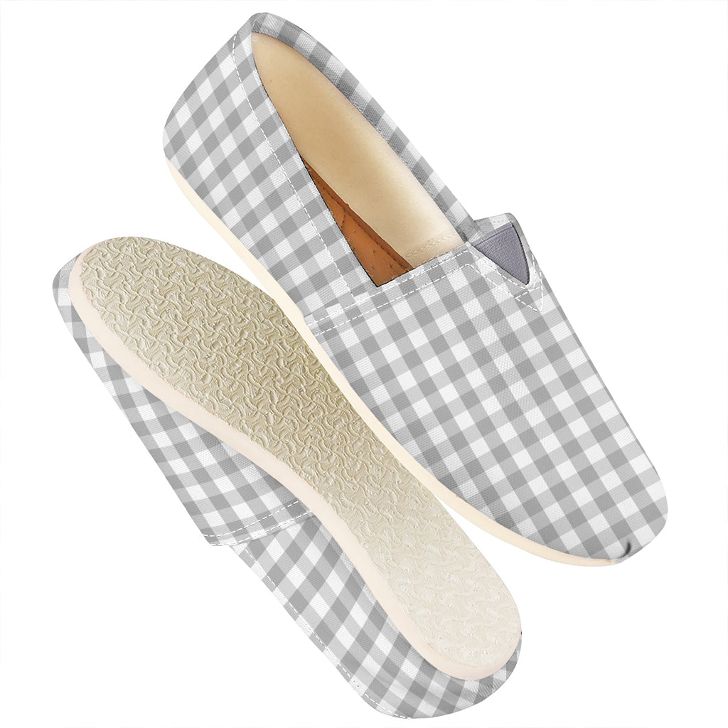 Grey And White Check Pattern Print Casual Shoes
