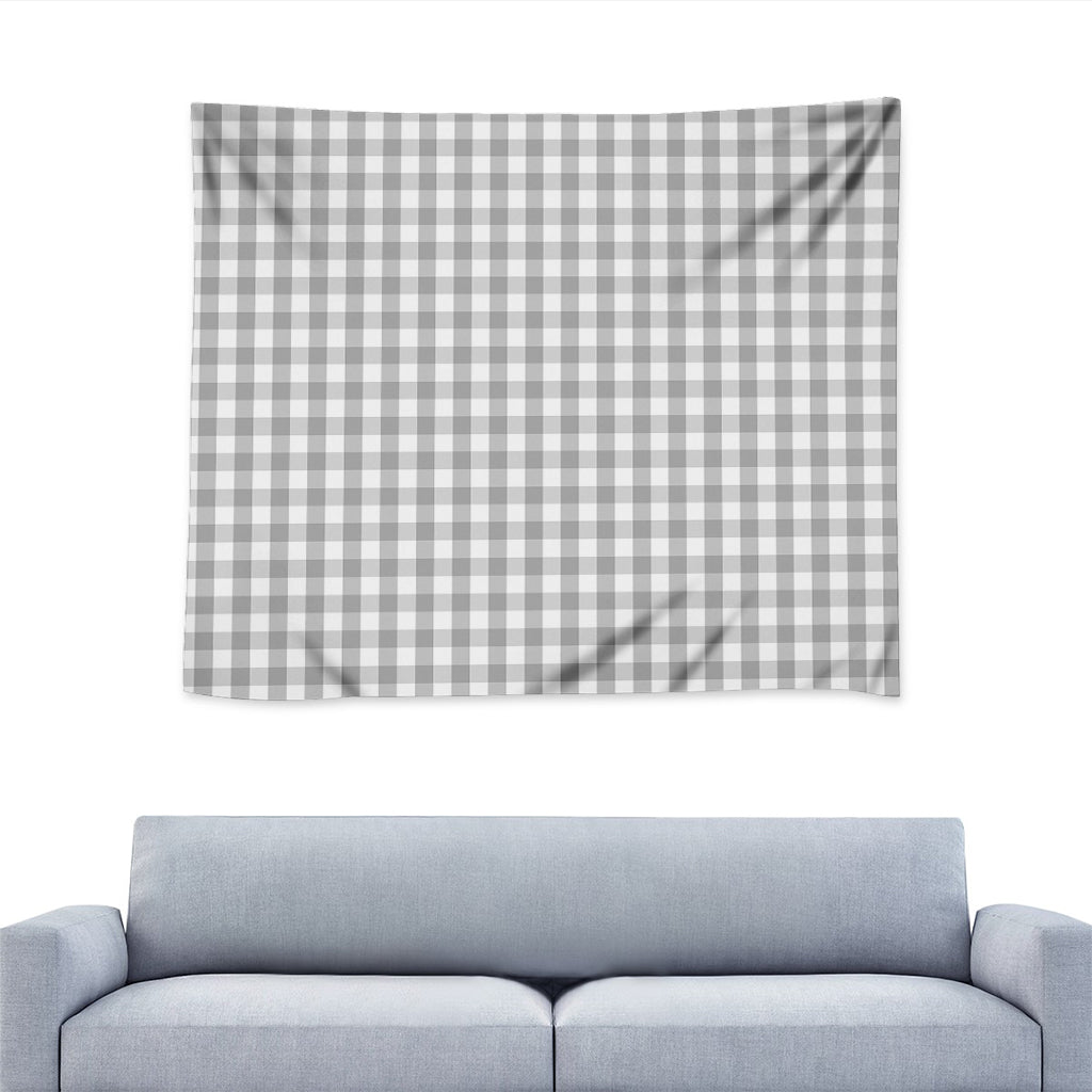 Grey And White Check Pattern Print Tapestry