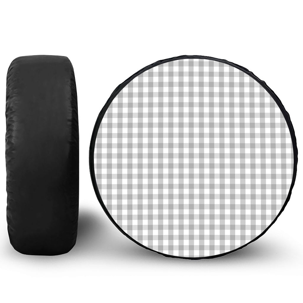 Grey And White Check Pattern Print Tire Cover