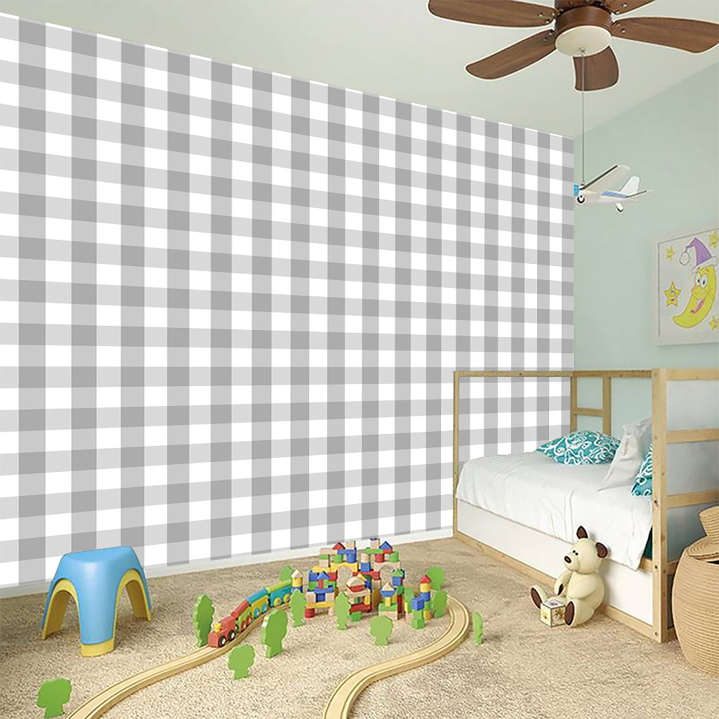 Grey And White Check Pattern Print Wall Sticker