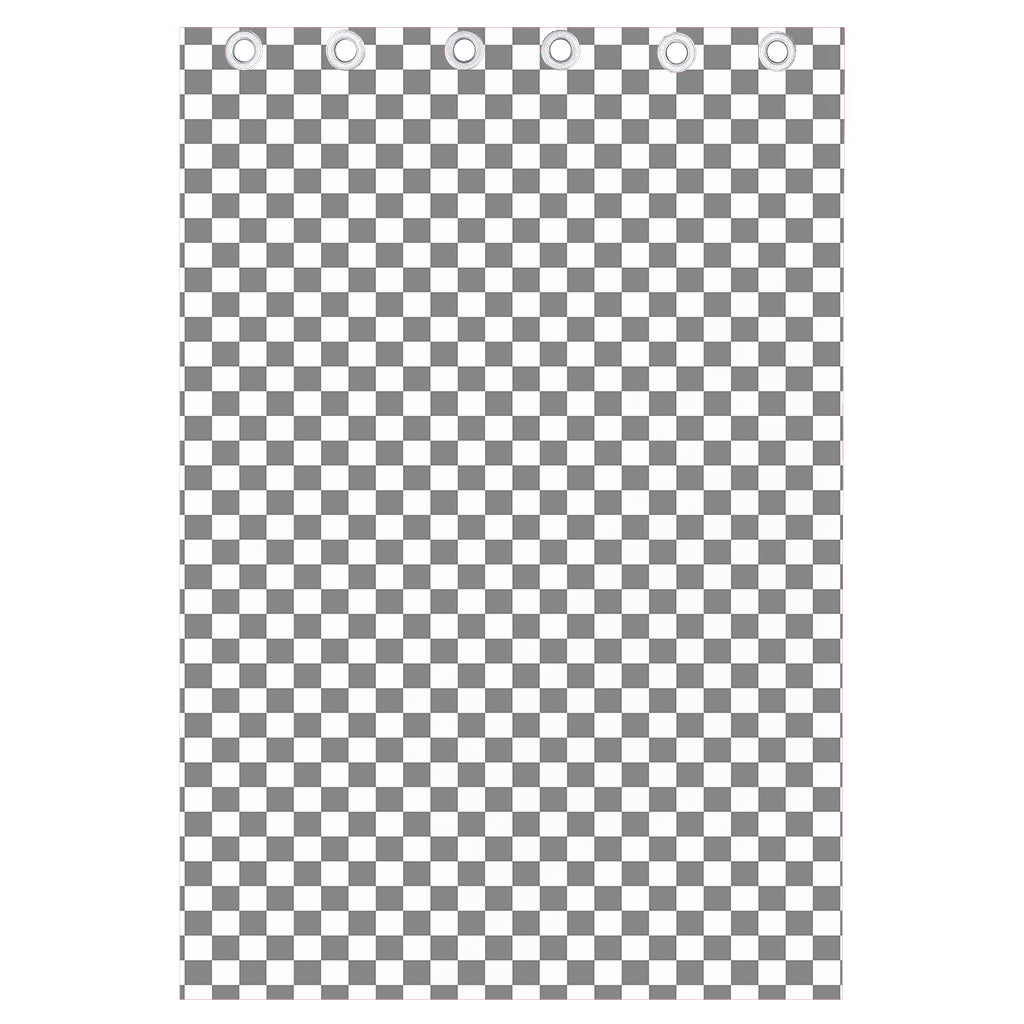 Grey And White Checkered Pattern Print Curtain