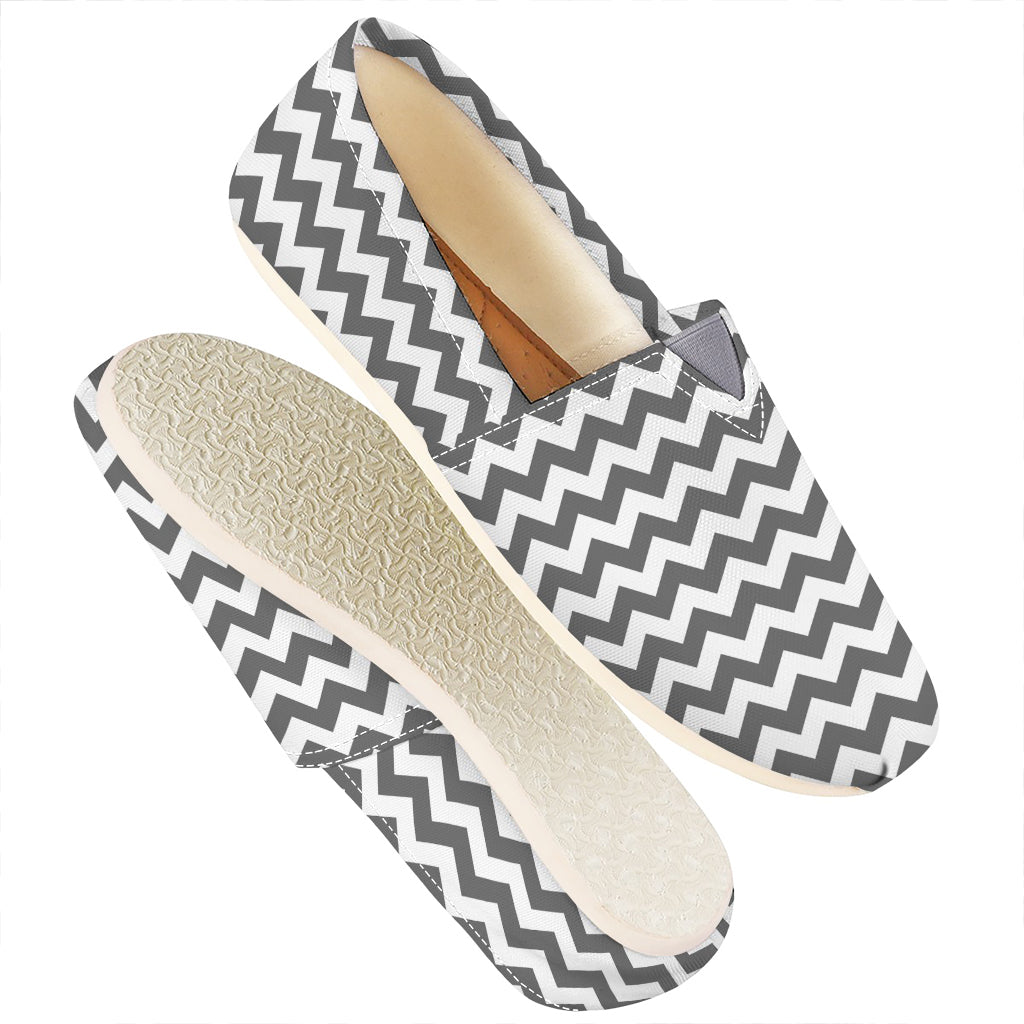 Grey And White Chevron Pattern Print Casual Shoes