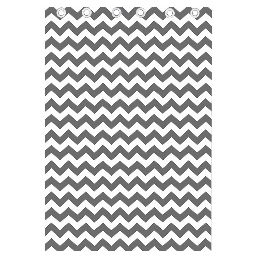 Grey And White Chevron Pattern Print Curtain