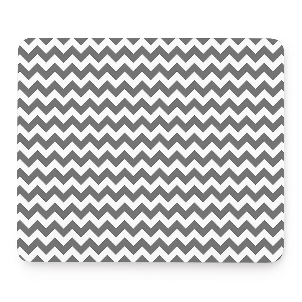 Grey And White Chevron Pattern Print Mouse Pad