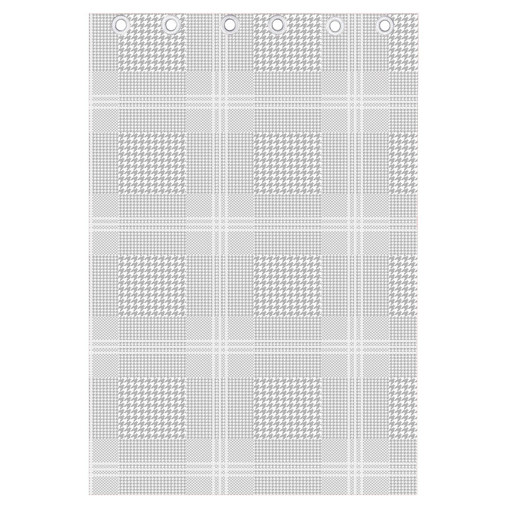 Grey And White Glen Plaid Print Curtain