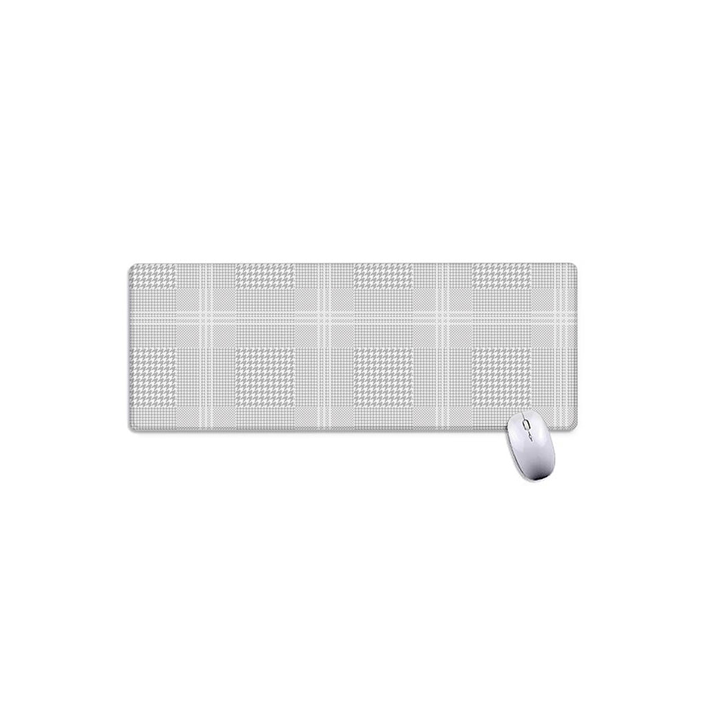 Grey And White Glen Plaid Print Extended Mouse Pad
