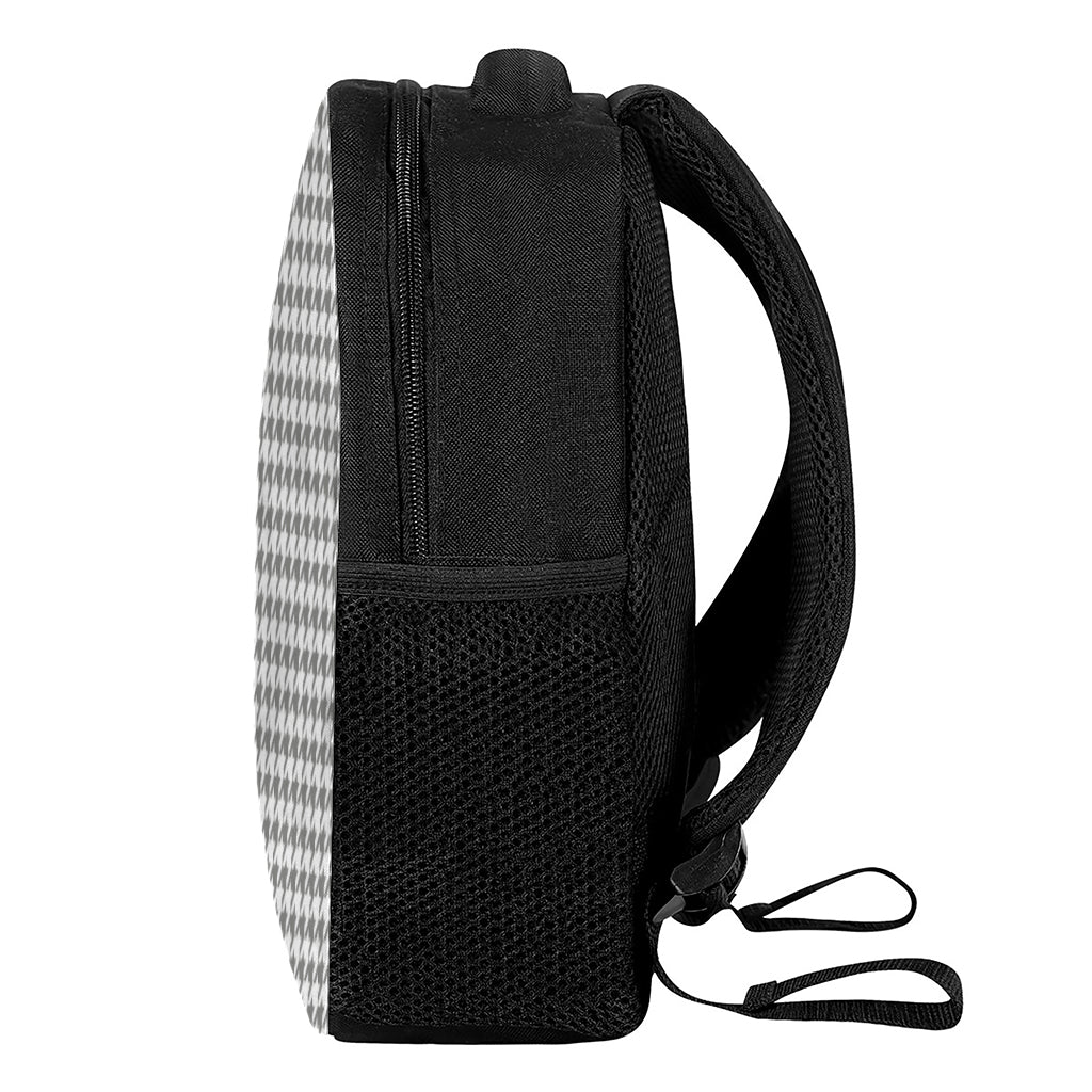 Grey And White Houndstooth Pattern Print Casual Backpack