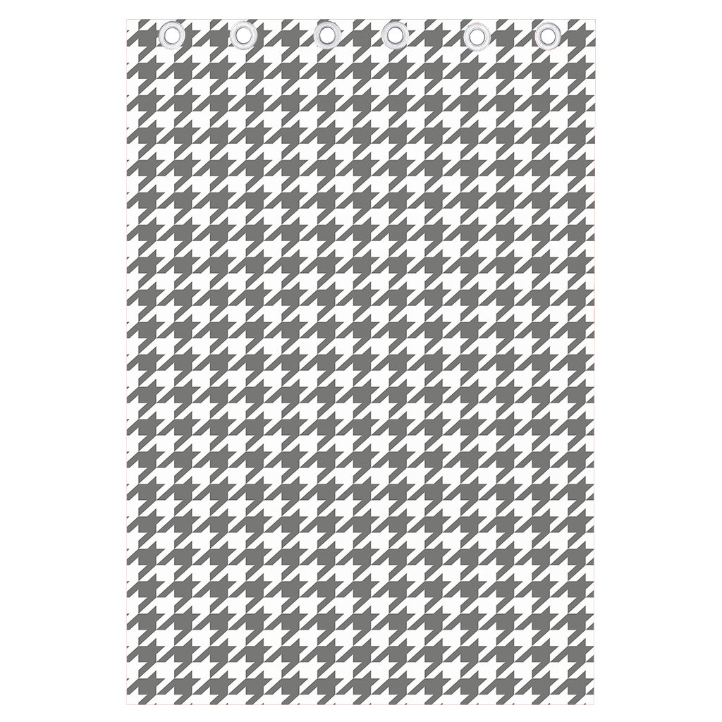 Grey And White Houndstooth Pattern Print Curtain