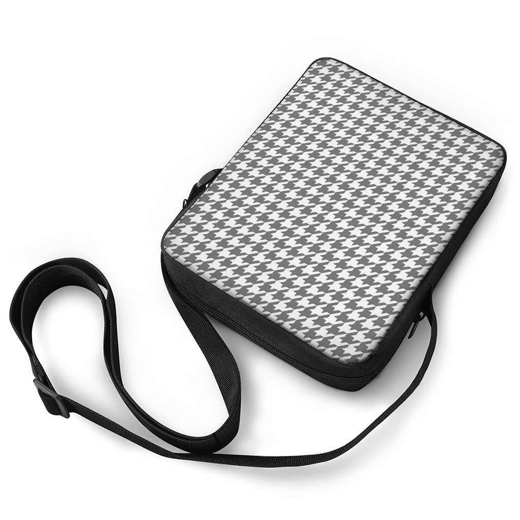 Grey And White Houndstooth Pattern Print Rectangular Crossbody Bag