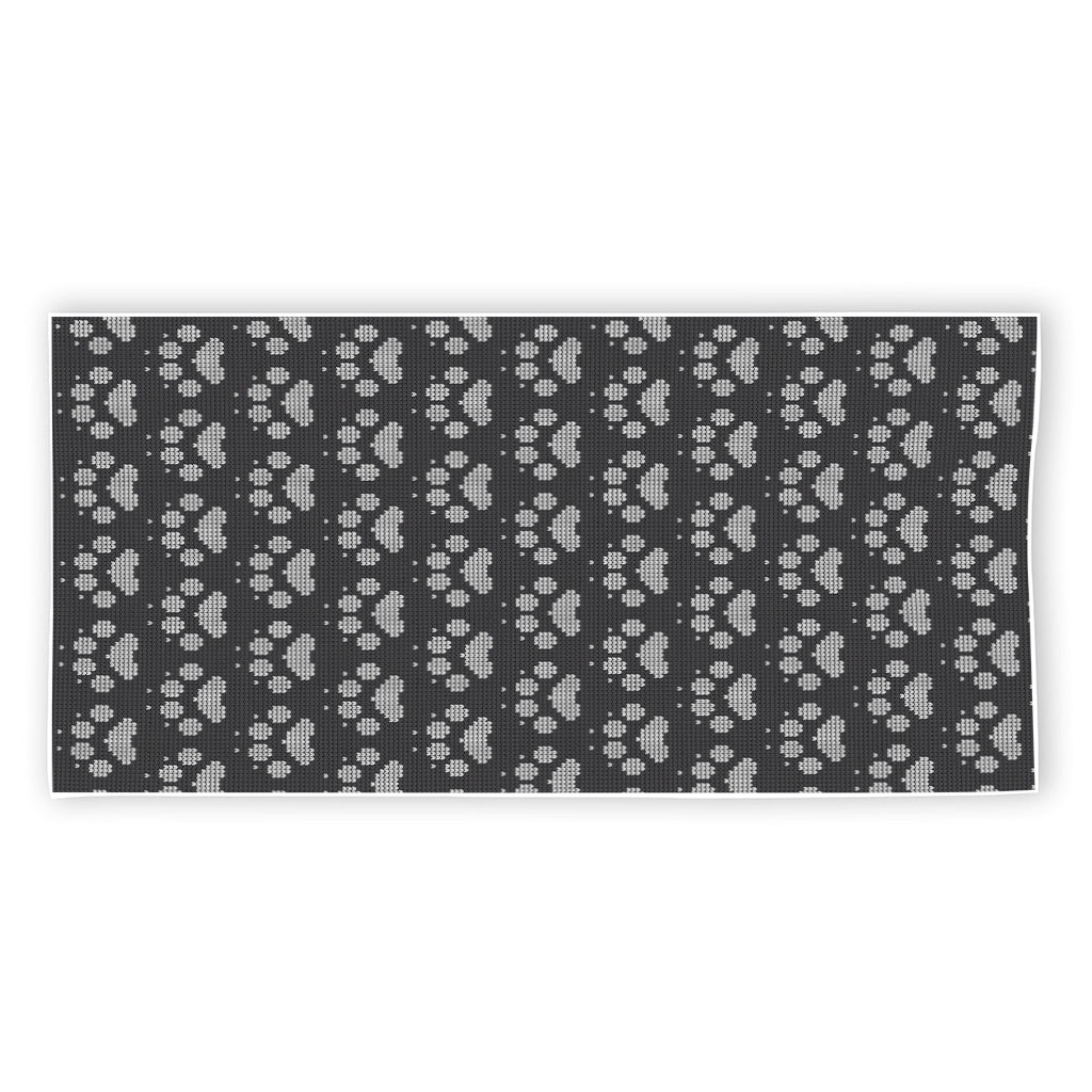 Grey And White Paw Knitted Pattern Print Beach Towel