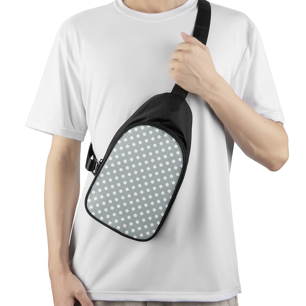 Grey And White Polka Dot Pattern Print Chest Bag