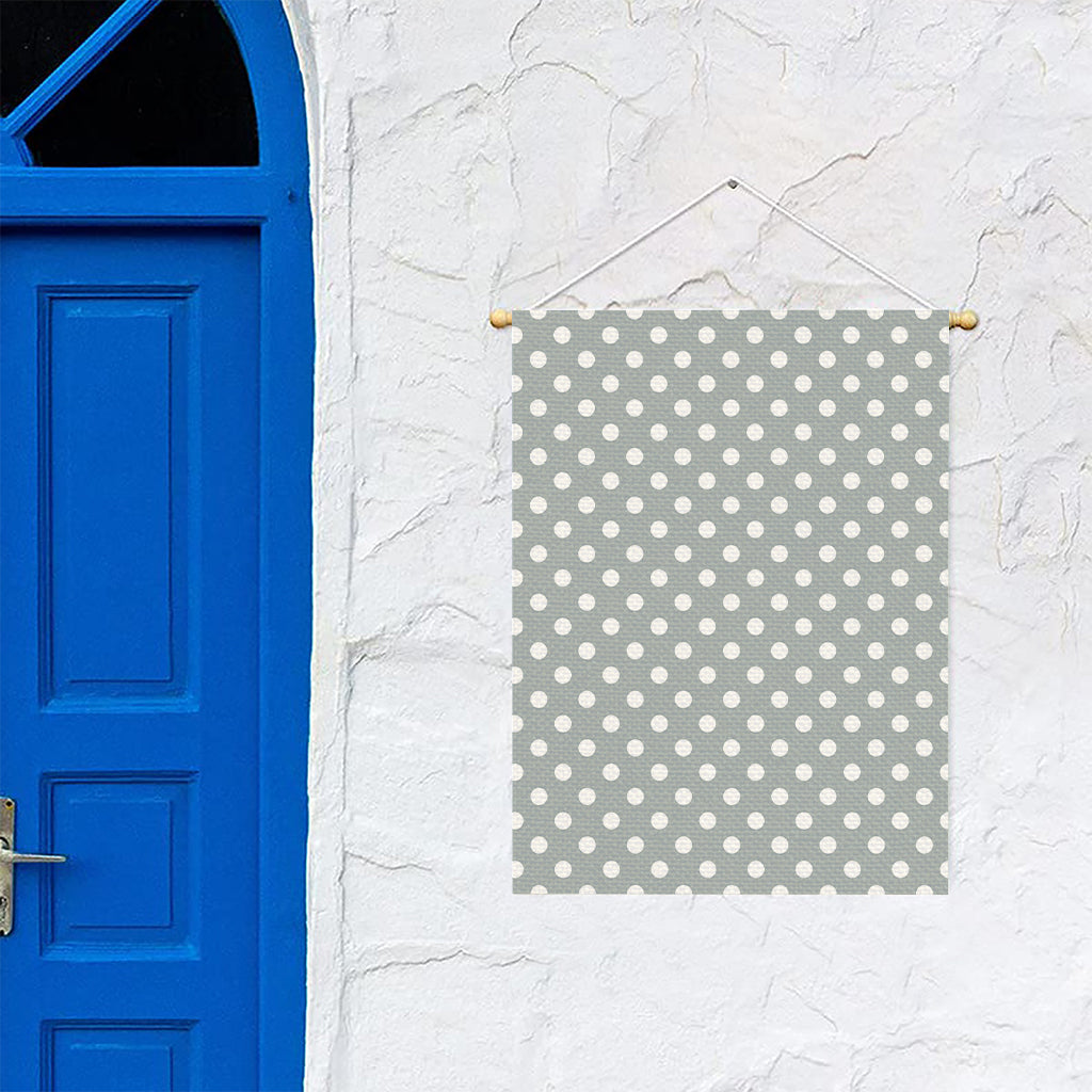 Grey And White Polka Dot Pattern Print Garden Flag