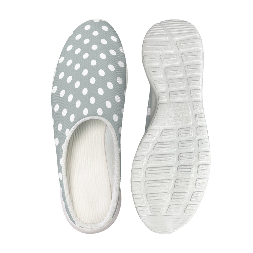 Grey And White Polka Dot Pattern Print Mesh Casual Shoes
