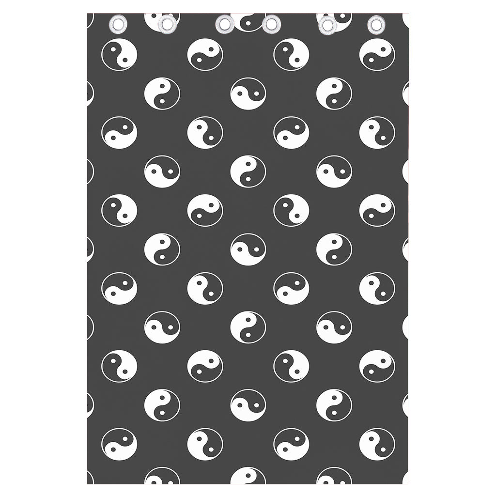 Grey And White Yin Yang Pattern Print Curtain